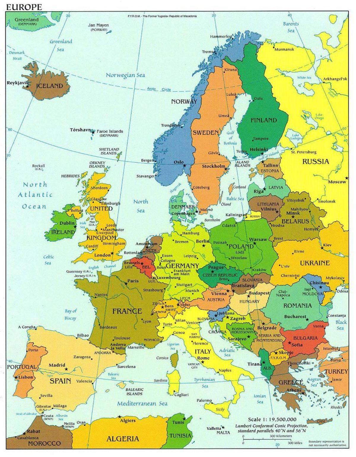 نقشه اروپا نشان دانمارک