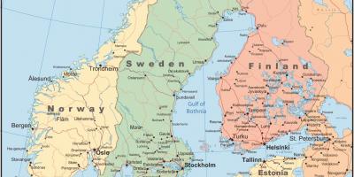 نقشه از دانمارک و کشورهای اطراف